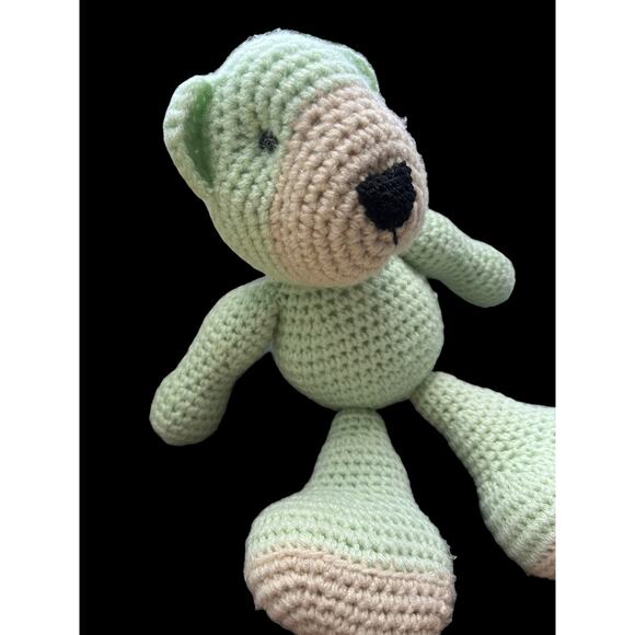 Handmade Crocheted Light Green and Brown Teddy Bear - Picture 5 of 8